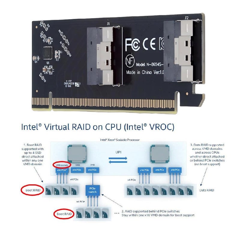 Cablecc 74Pin Dual Slimline SFF-8654 Low Profile to PCIE4.0 PCIE 16X Express 3.0 Raid Card VROC Raid0 Hyper Adapter - Image 3